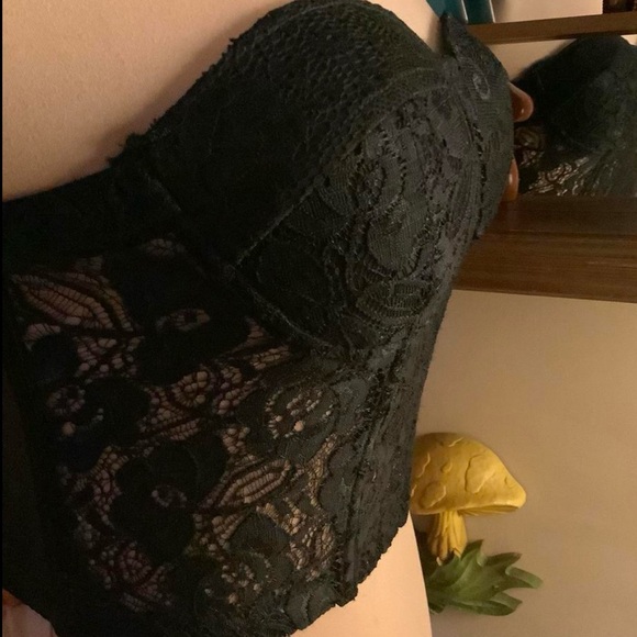 Black lace formed bustier top  strapless corset padded cups - Picture 8 of 8